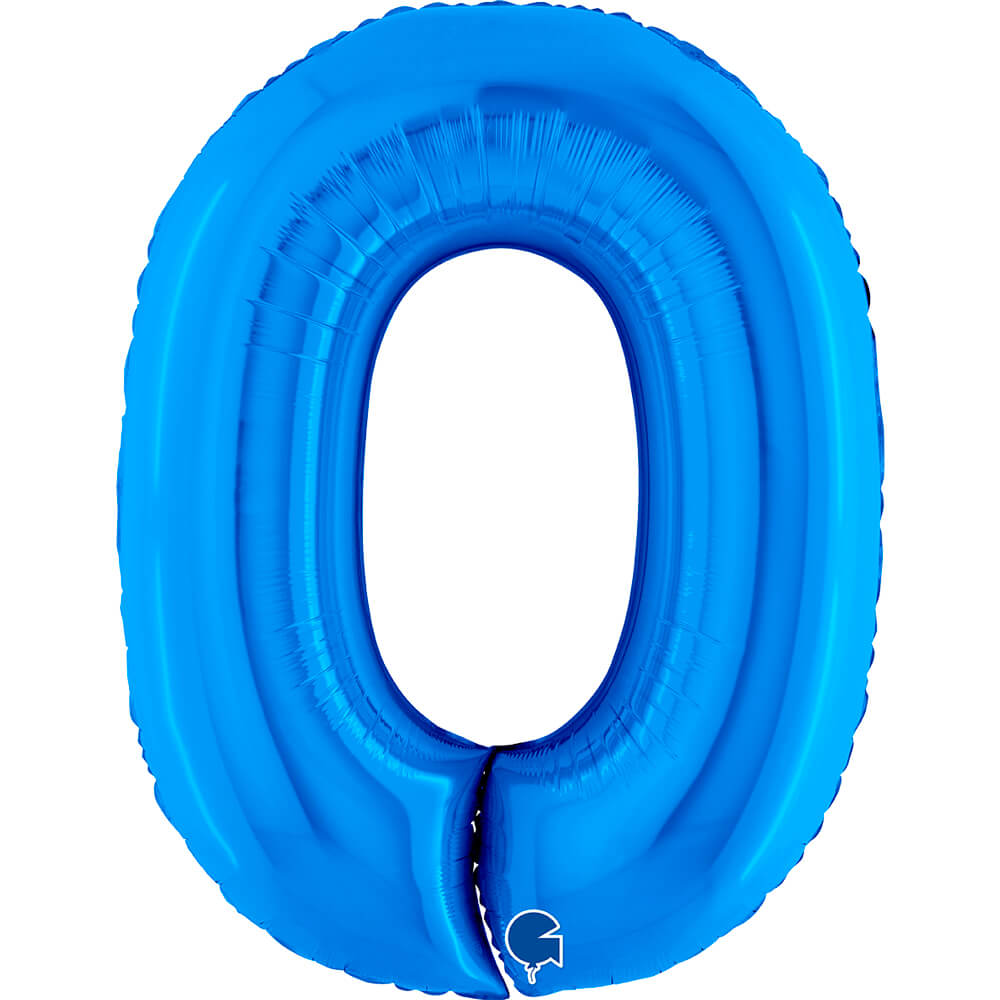 Ballon chiffre 0 bleu pour anniversaire ou décoration de fête, idéal pour location événementielle