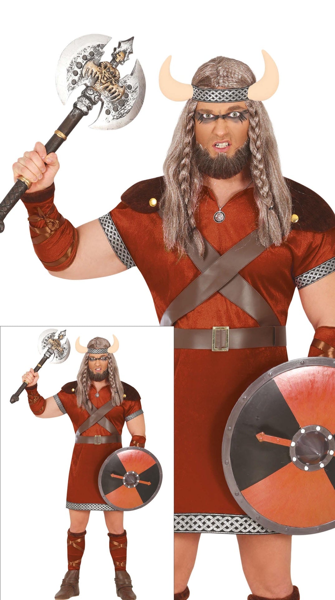 Déguisement viking adulte brun en polyester