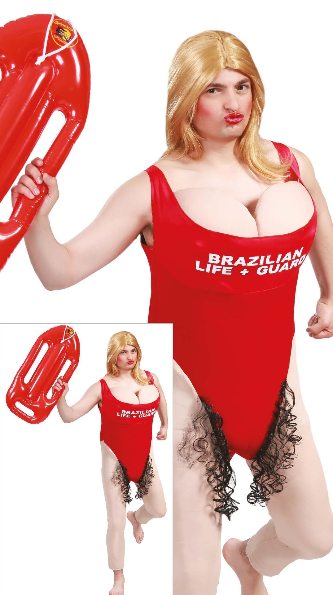 Déguisement sauveteur homme - Rouge et paille - Taille L