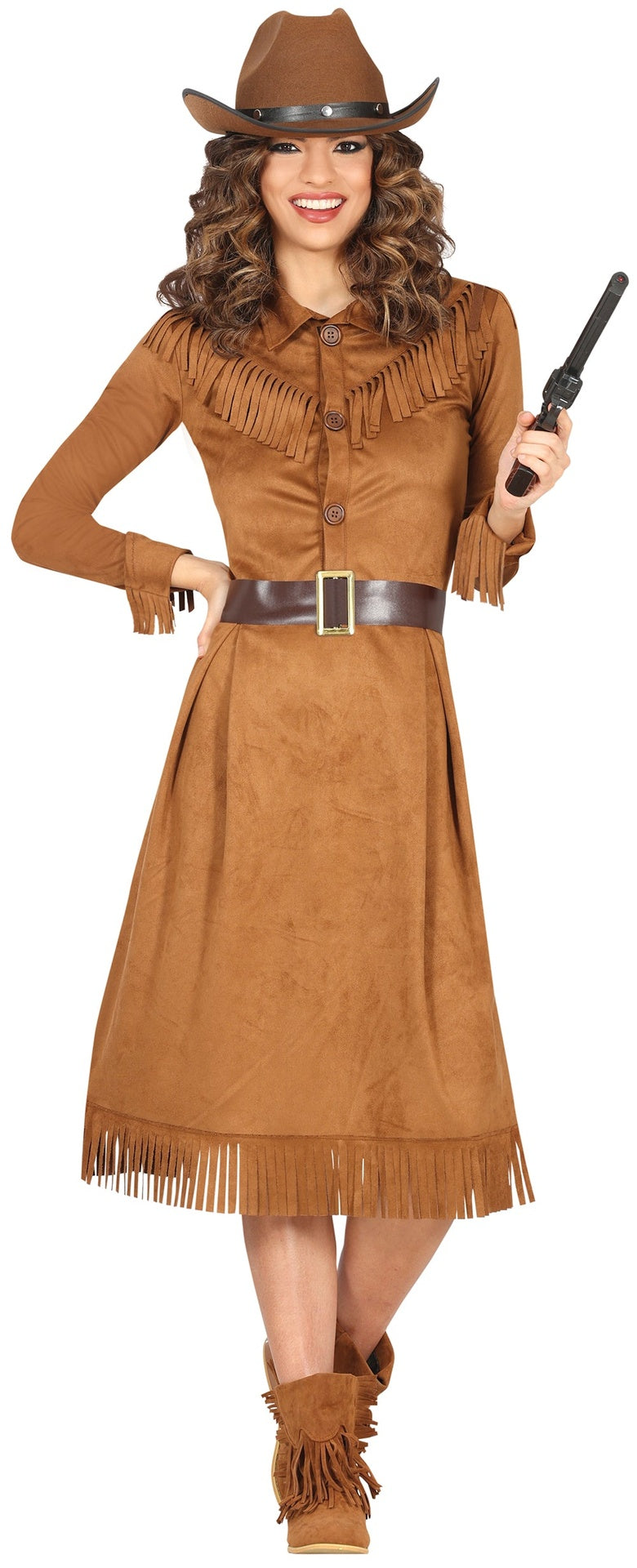 Déguisement cowgirl adulte brun polyester 42-44
