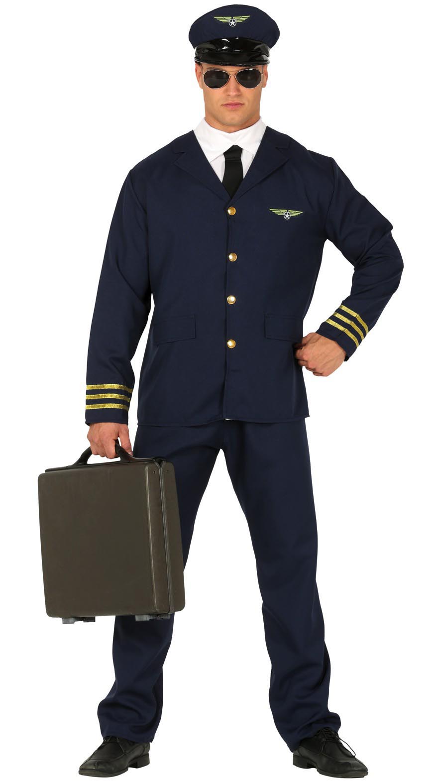 Déguisement Pilote Homme - Chemise, Veste, Cravate, Casquett