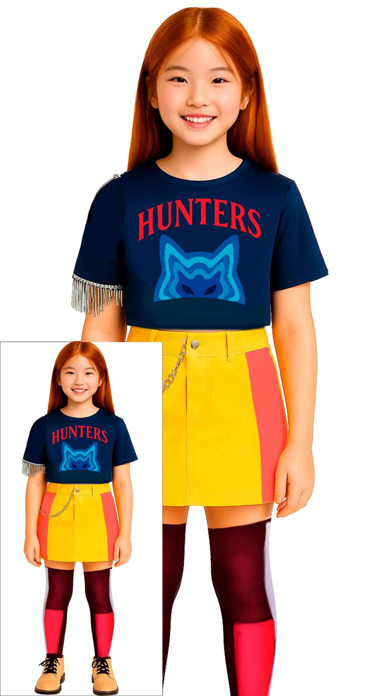 Déguisement K-Pop Demon Hunter Fille - T-shirt, Jupe et Chaussettes