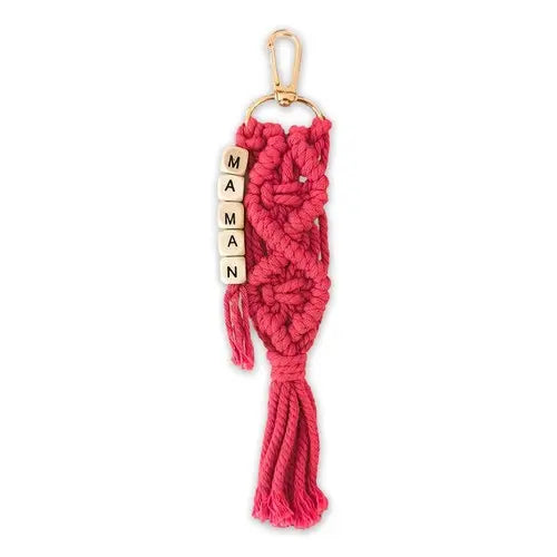 Porte-clés Macramé "Maman" avec Perles Lettres – Cadeau Tendance