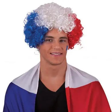 Perruque Supporter aux Couleurs de la France – Accessoire de Fête