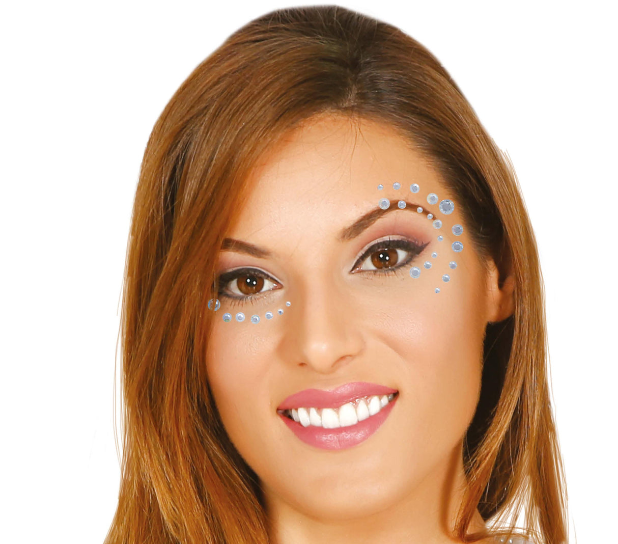 Bijoux visage adhésifs argent et bleu en résine