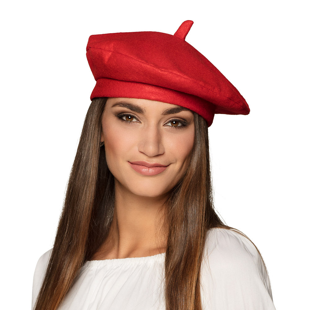 Béret Rouge Style Français – Accessoire Déguisement Parisien & Soirée Costumée