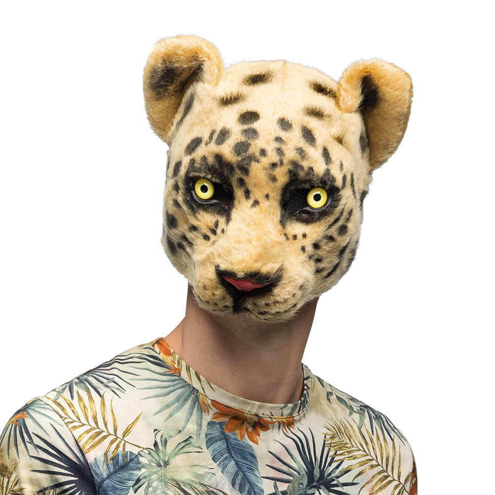 Demi-Masque Peluche Léopard – Accessoire Déguisement Animaux & Festival Été