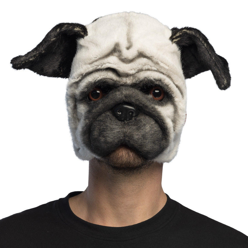 Demi-Masque Peluche Carlin Pug – Accessoire Déguisement Animaux & Anniversaire Adulte