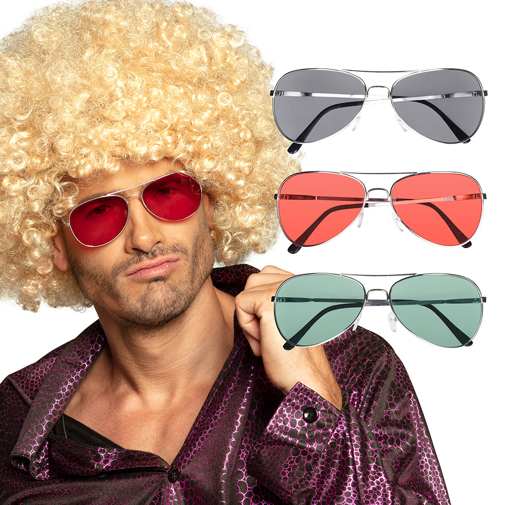 Lunettes Rétro Déguisement (Rouge, Gris ou Vert) – Accessoire Soirée Disco & Années 70
