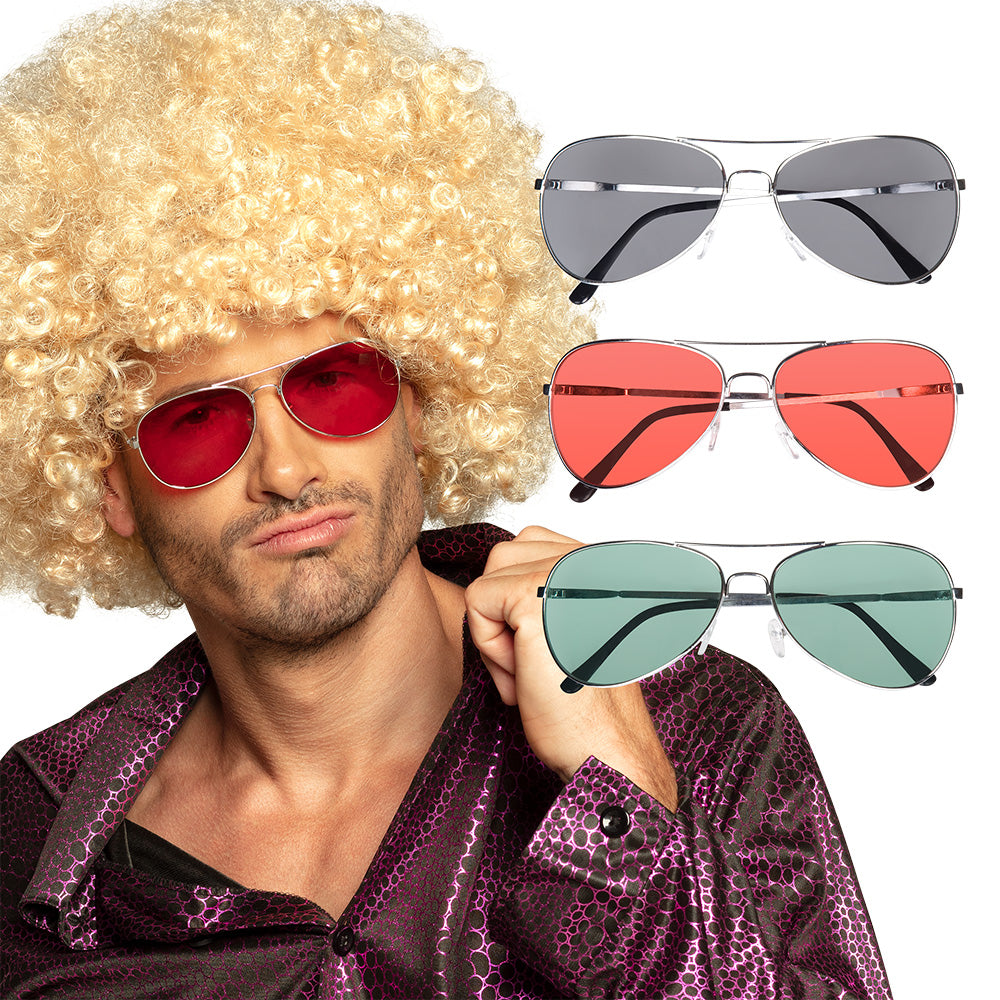 Lunettes Rétro Déguisement (Rouge, Gris ou Vert) – Accessoire Soirée Disco & Années 70