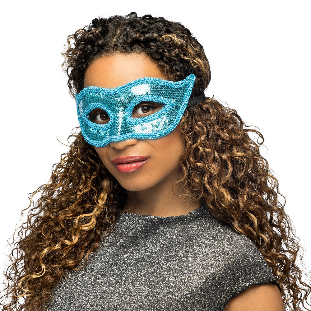 Masque de Venise Sequins Turquoise – Déguisement Bal Masqué & Carnaval Élégant