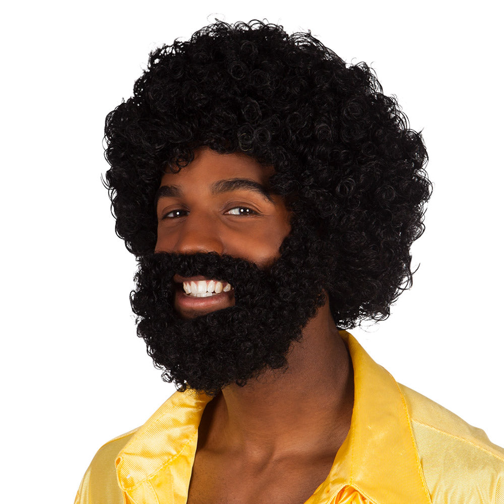 Perruque Noire avec Barbe Homme – Accessoire Déguisement Soirée Costumée