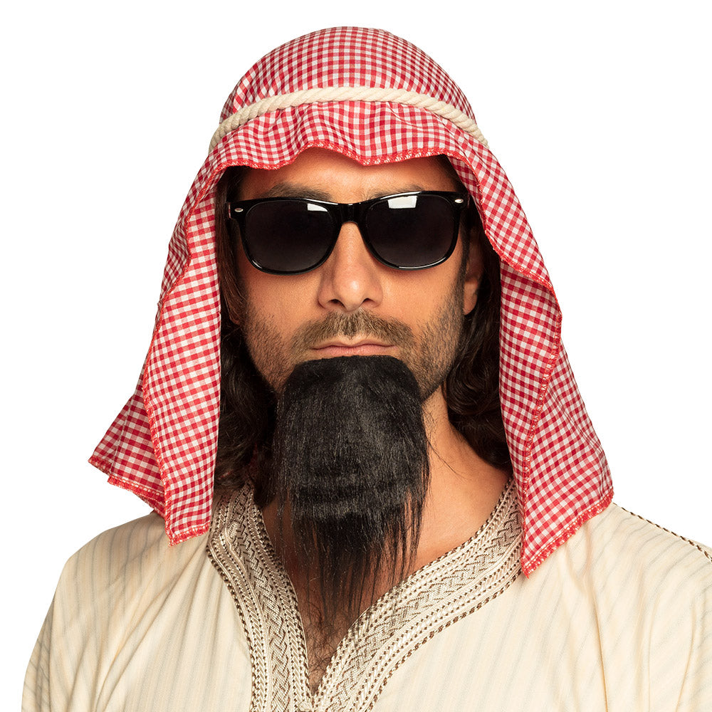 Set Accessoires Cheik Homme Foulard Lunettes Barbichette – Déguisement Oriental & Soirée