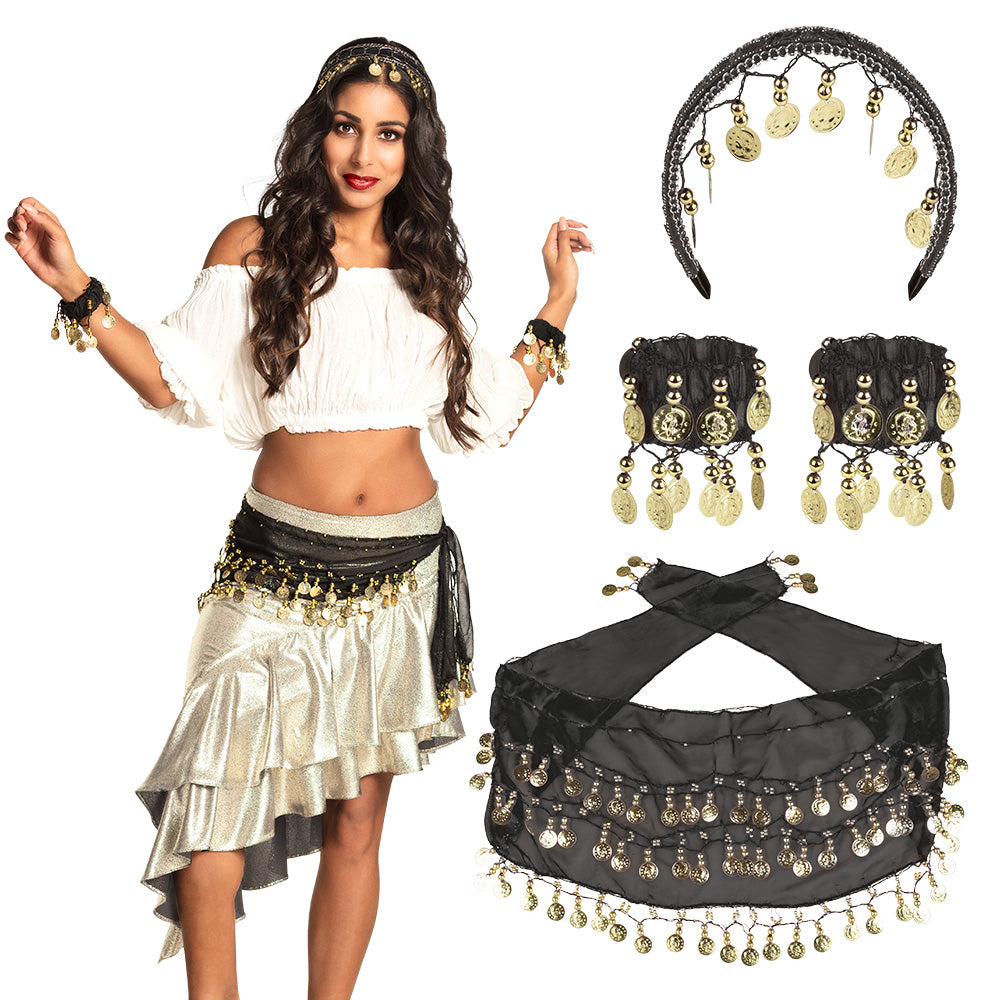 Set Accessoires Gypsy Noir – Déguisement Bohème Femme & Soirée Costumée