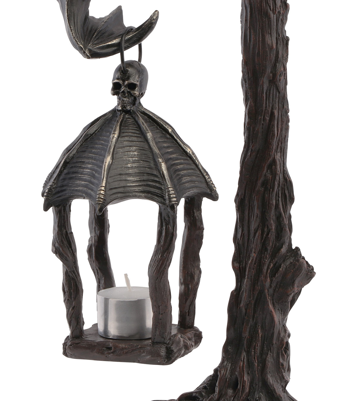 Bougeoir Lanterne Chauve-Souris sur Branche – Décoration Halloween Gothique