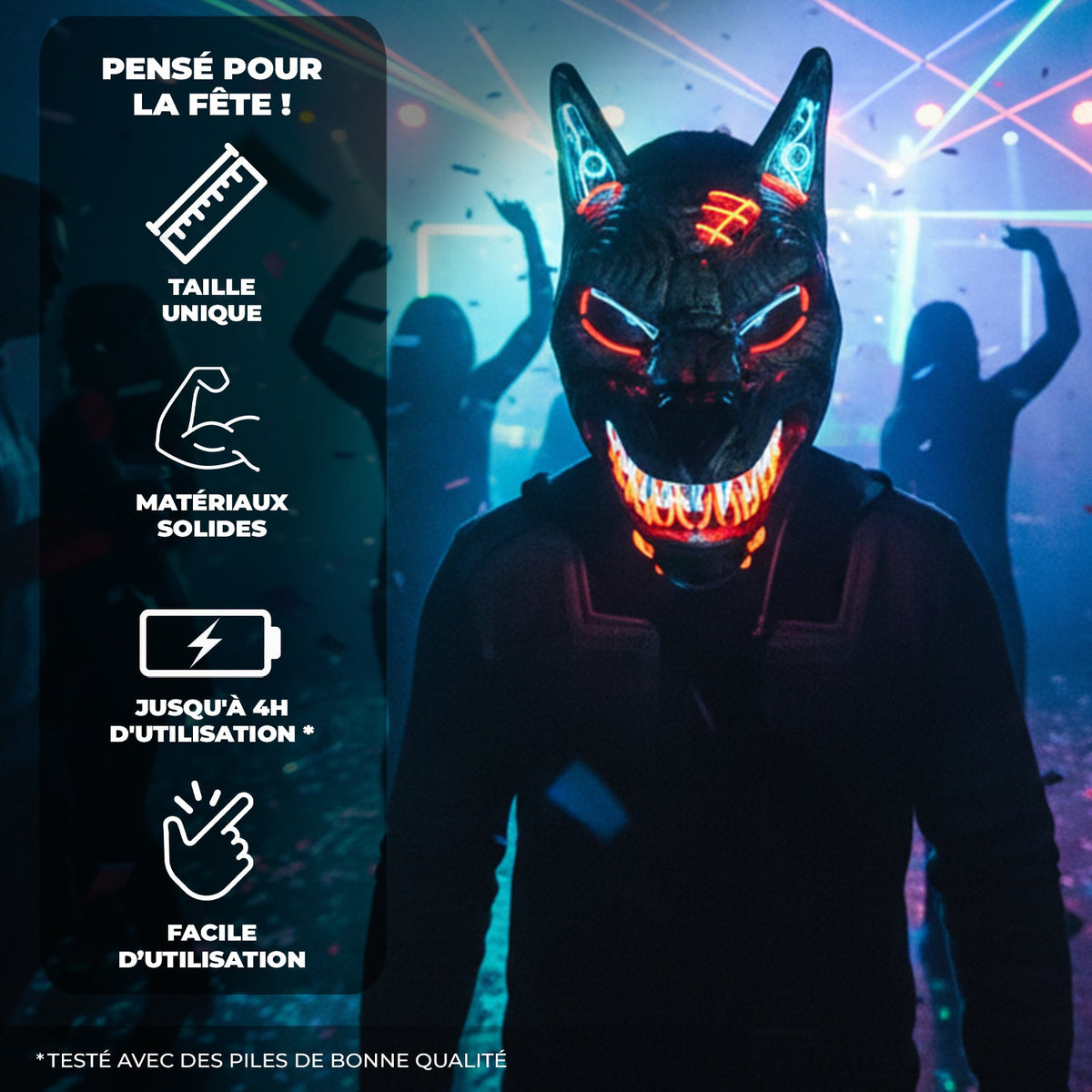 Masque LED Loup Original Cup – Halloween, Festival et Soirée Déguisée