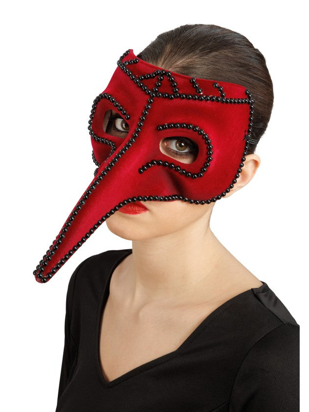 Masque Médecin de la Peste Bordeaux et Perles Noires – Halloween