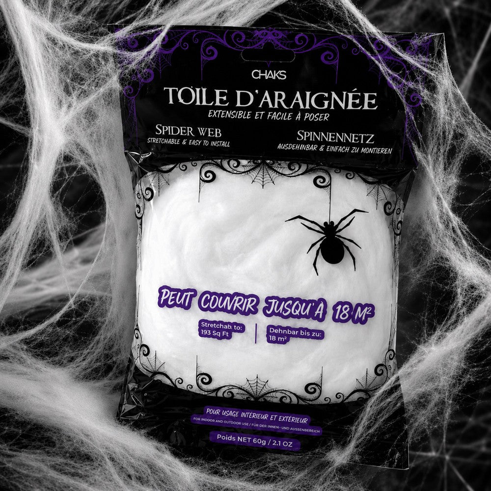 Toile d'Araignée Blanche 60 g – Décoration Halloween Effrayante