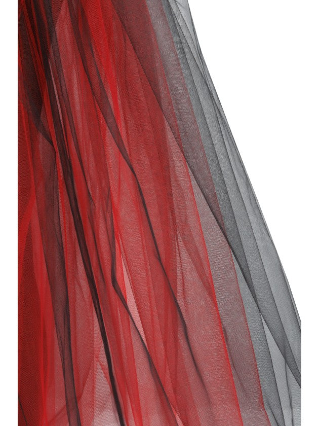 Jupe Longue en Tulle Noir et Rouge – Déguisement Sorcière Halloween