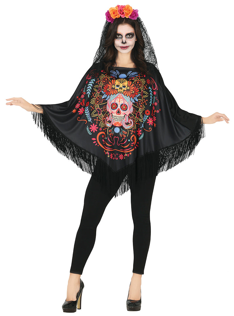 Déguisement Poncho Jour des Morts Adulte Femme – Jour des Morts et Halloween