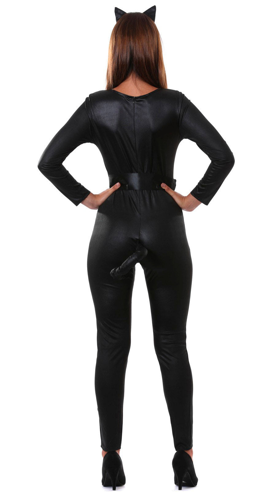 Déguisement Combinaison Chat Noir avec Queue Adulte Femme – Halloween