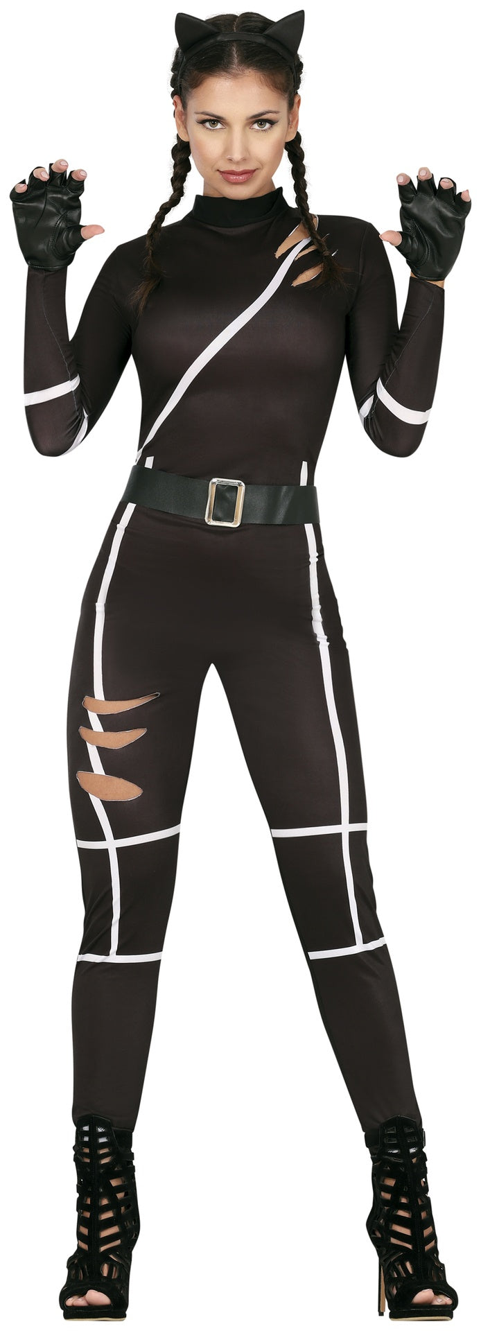 Déguisement Combinaison Chat Noir et Diadème Adulte Femme – Halloween