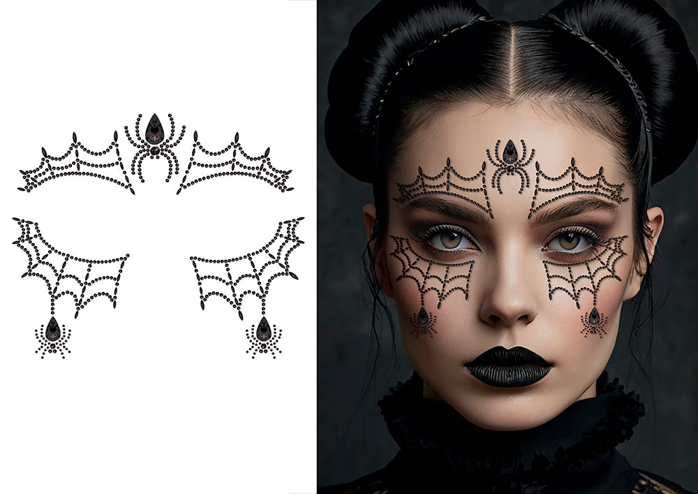 Bijoux de Visage Adhésifs Toile d'Araignée – Halloween