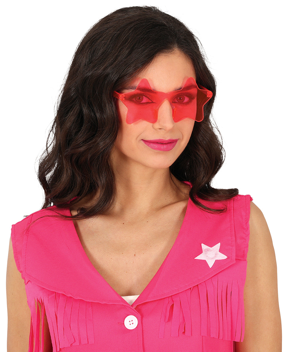 Lunettes étoiles roses en PVC - Adulte
