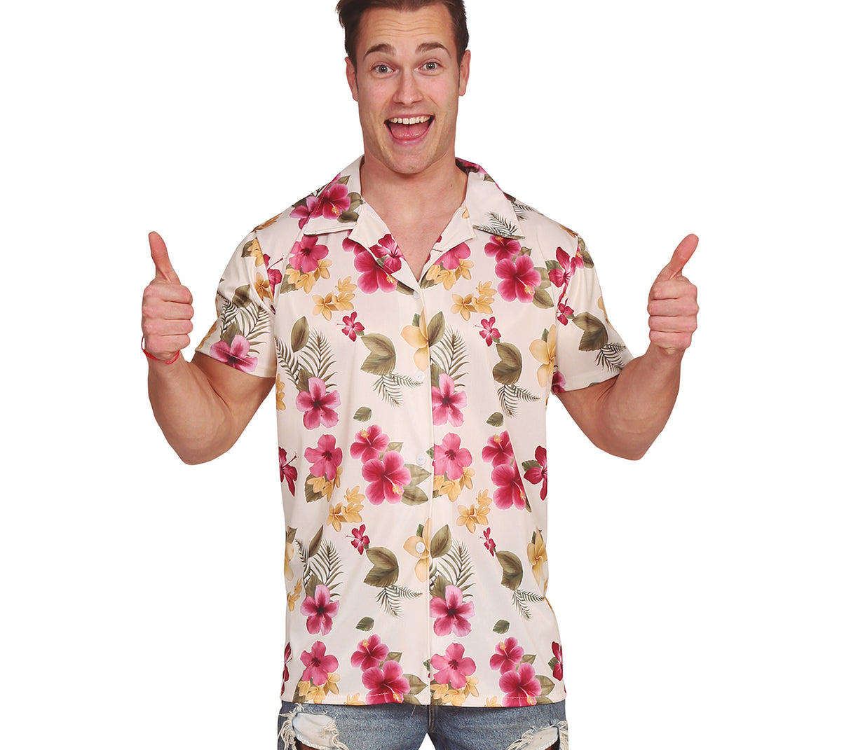 Chemise hawaïenne fleurs rose adulte - taille M