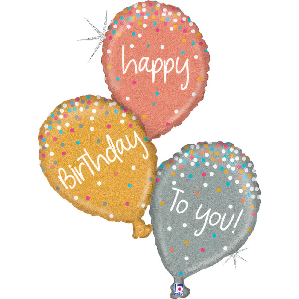 Ballon anniversaire rose gold pailleté - 32" - Gonflage Hélium en boutique