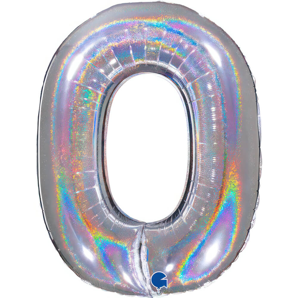 Ballon chiffre - Argent holographique pailleté - 40" - Gonflage Hélium en boutique