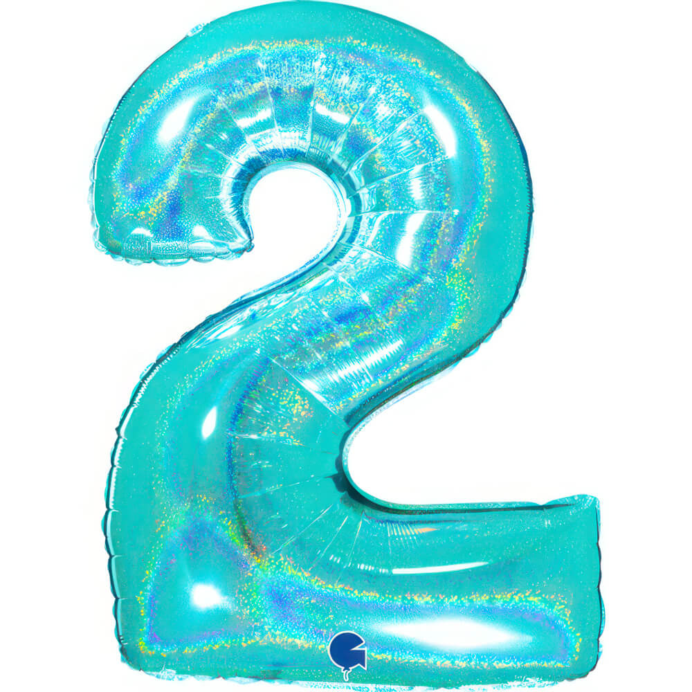 Ballon chiffre - Turquoise pailleté - 40" - Gonflage Hélium en boutique
