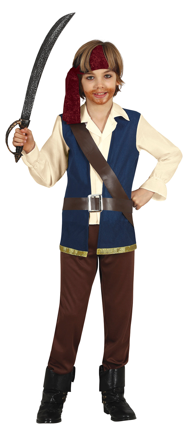 Déguisement Pirate Garçon - Chemise, Gilet, Bandeau, Ceinture et Pantalon