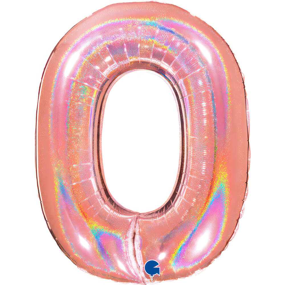 Ballon chiffre - Rose gold holographique - 40" - Gonflage Hélium en boutique