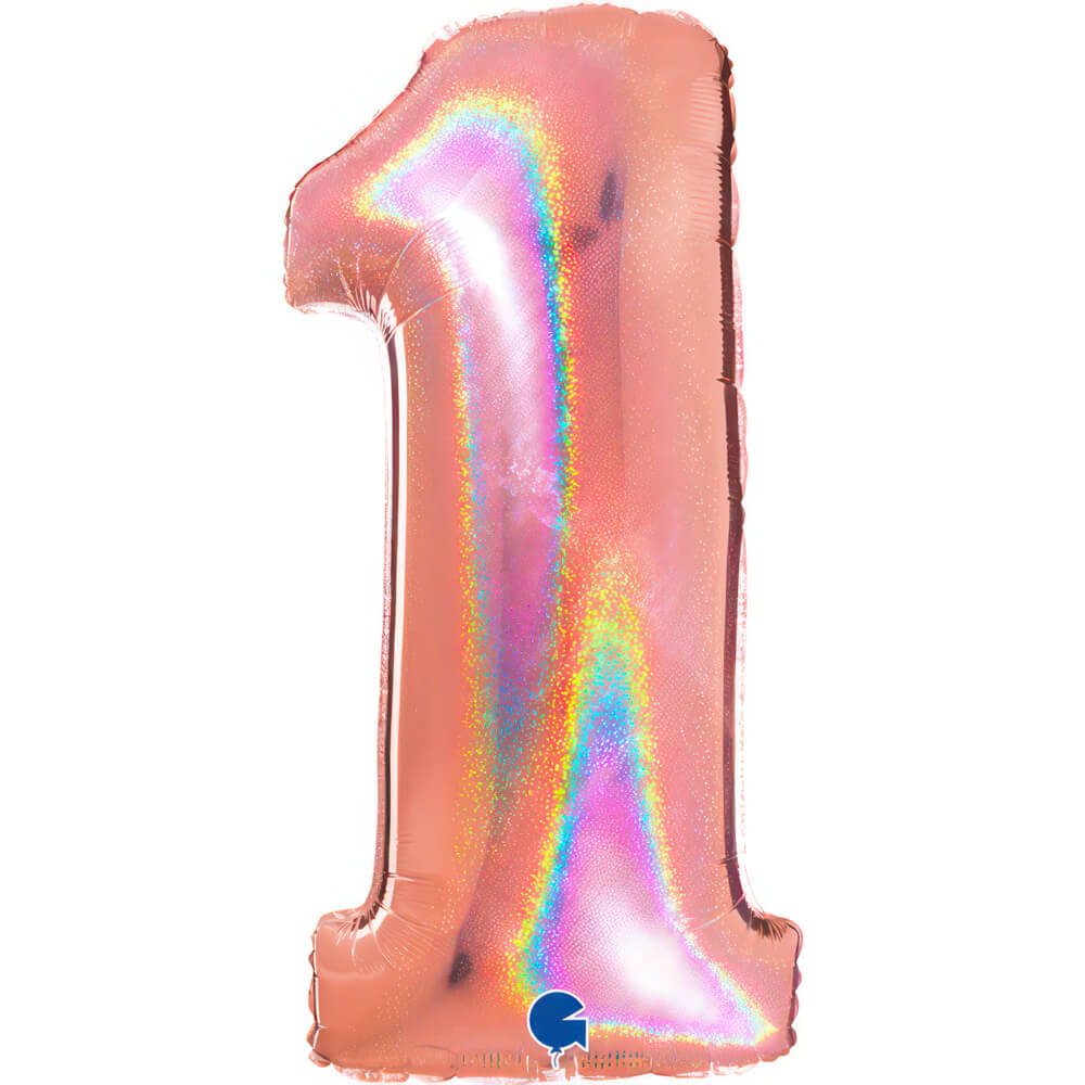 Ballon chiffre - Rose gold holographique - 40" - Gonflage Hélium en boutique