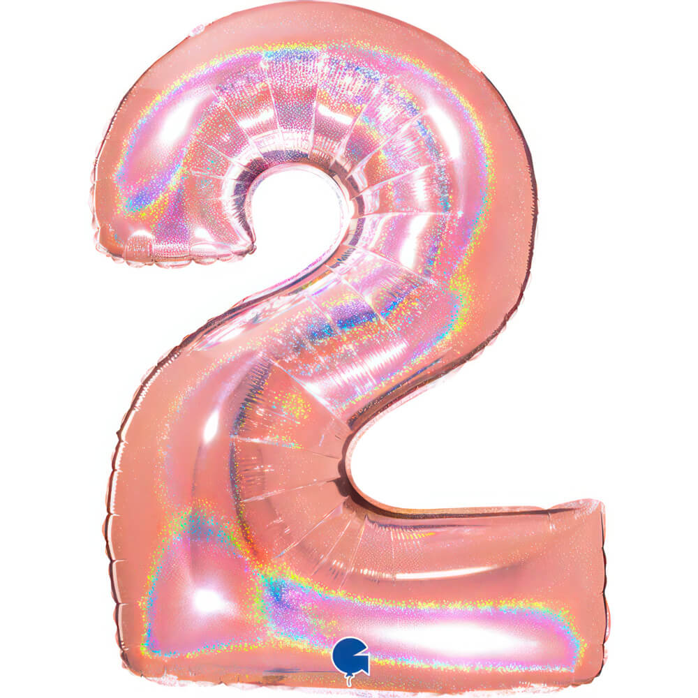 Ballon chiffre - Rose gold holographique - 40" - Gonflage Hélium en boutique