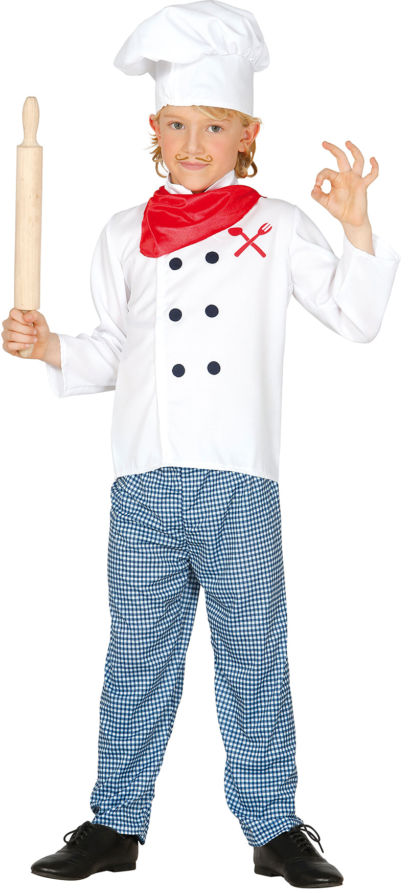 Déguisement Cuisinier Garçon - Veste, Chapeau, Pantalon et Foulard