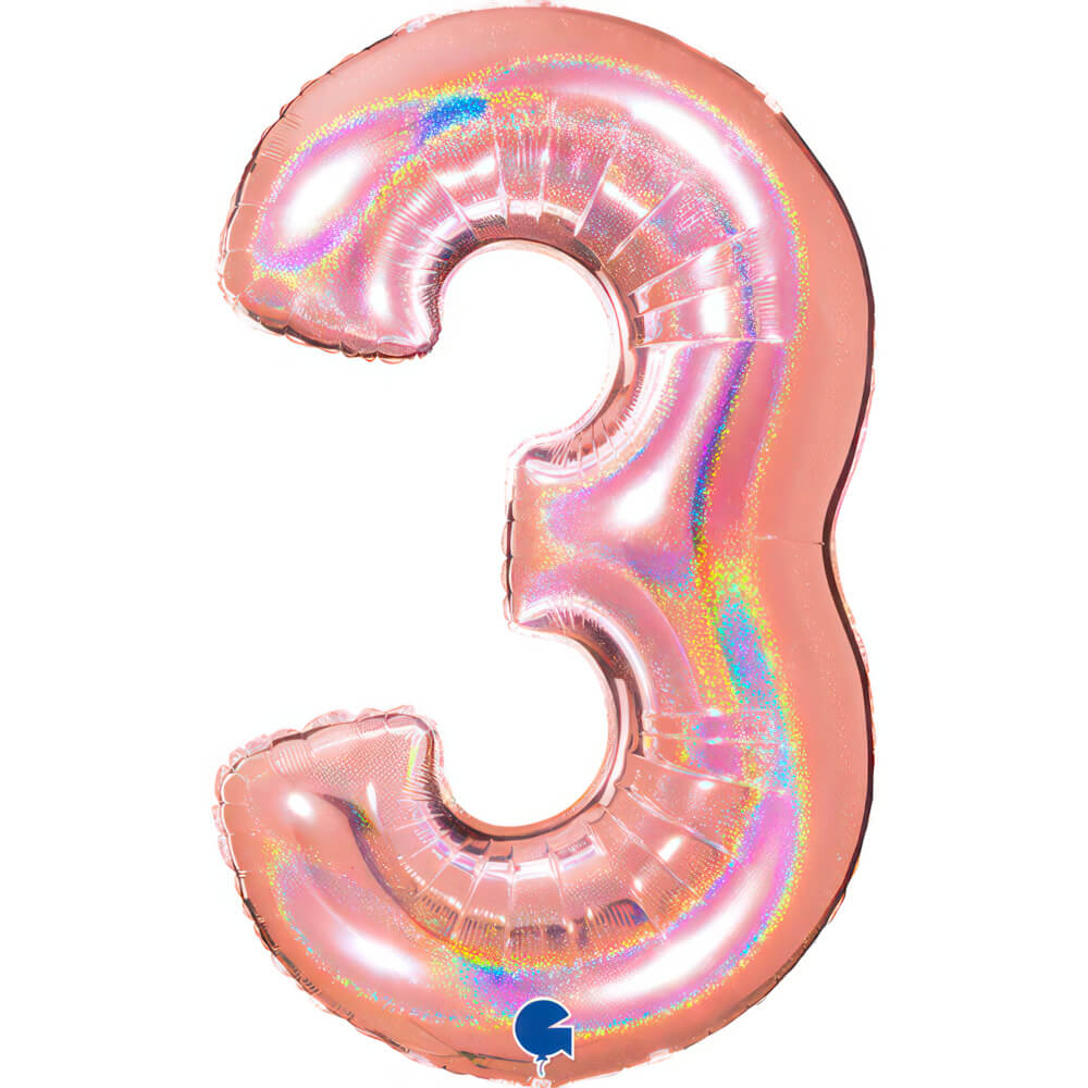 Ballon chiffre - Rose gold holographique - 40" - Gonflage Hélium en boutique