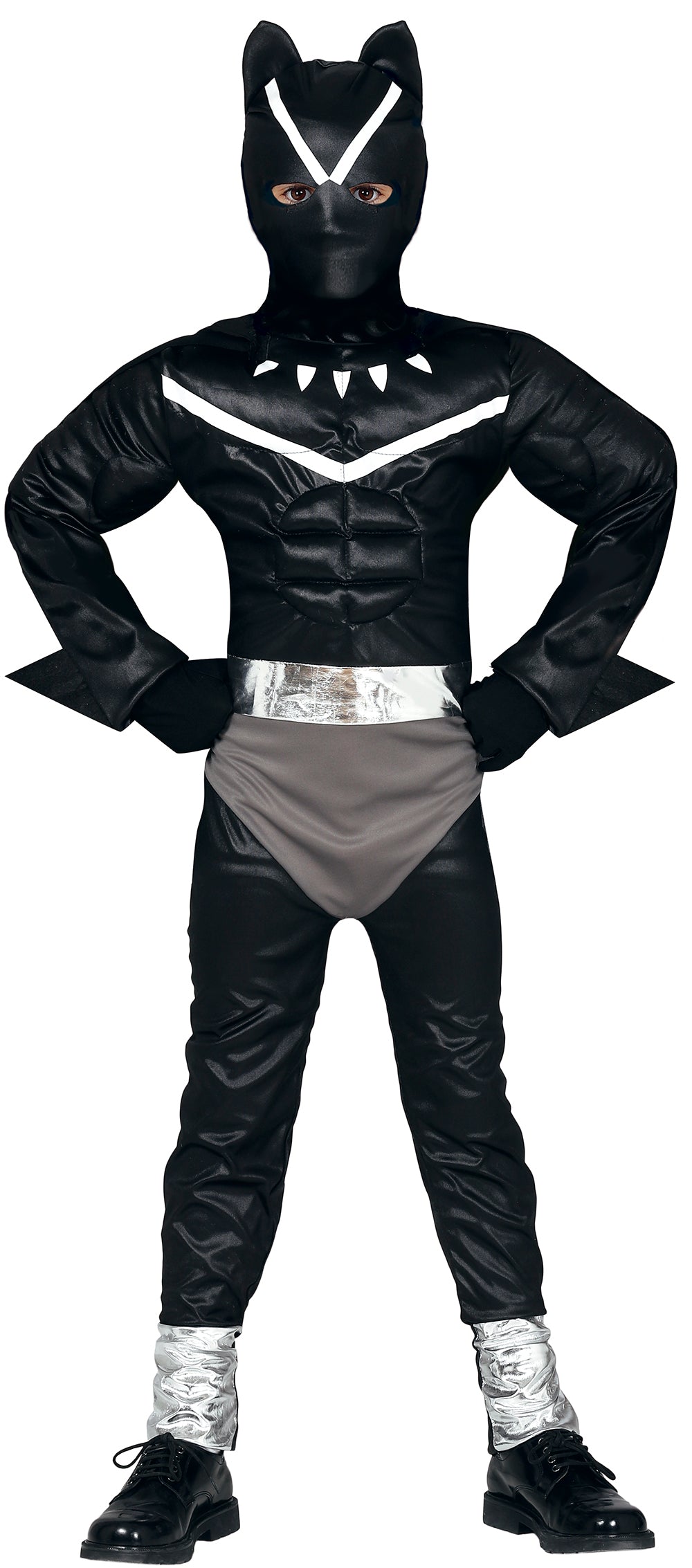 Déguisement Feline Noire Garçon - T-Shirt, Cape, Capuche, Ceinture et Pantalon
