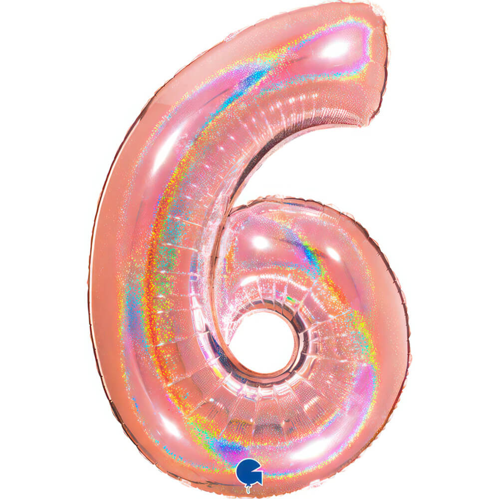 Ballon chiffre - Rose gold holographique - 40" - Gonflage Hélium en boutique