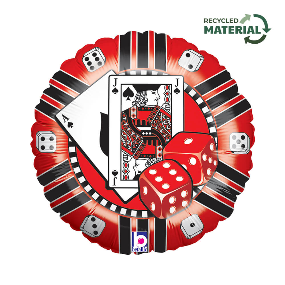 Ballon jeton de casino - Rouge et noir - 14" - Gonflage Hélium en boutique