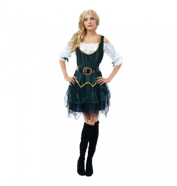 Déguisement pirate femme rouge et noir – carnaval – 2 pièces – robe et ceinture