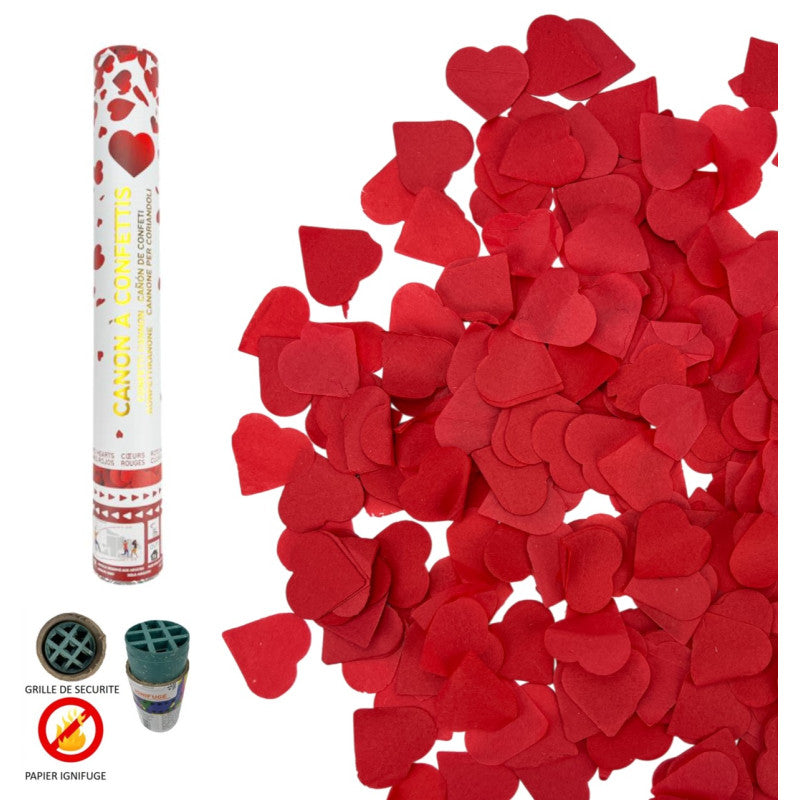 Canon à confettis cœurs blancs en papier – mariage & fête – 40 cm