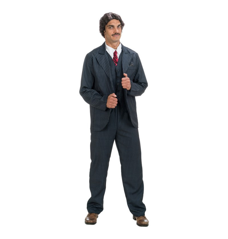 The image shows a Gomez Addams costume set inspired by the "Wednesday" series, featuring four pieces suitable for a party or themed event.