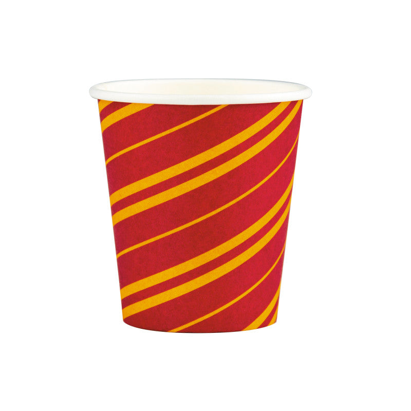 Lot de 8 gobelets rayés en papier 200 ml, gobelets jetables pour anniversaire et fête enfant, parfaits pour goûter ou table à thème apprenti sorcier.
