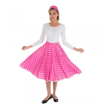 Jupe noire à pois avec foulard – look rétro années 50 – ensemble 2 pièces
