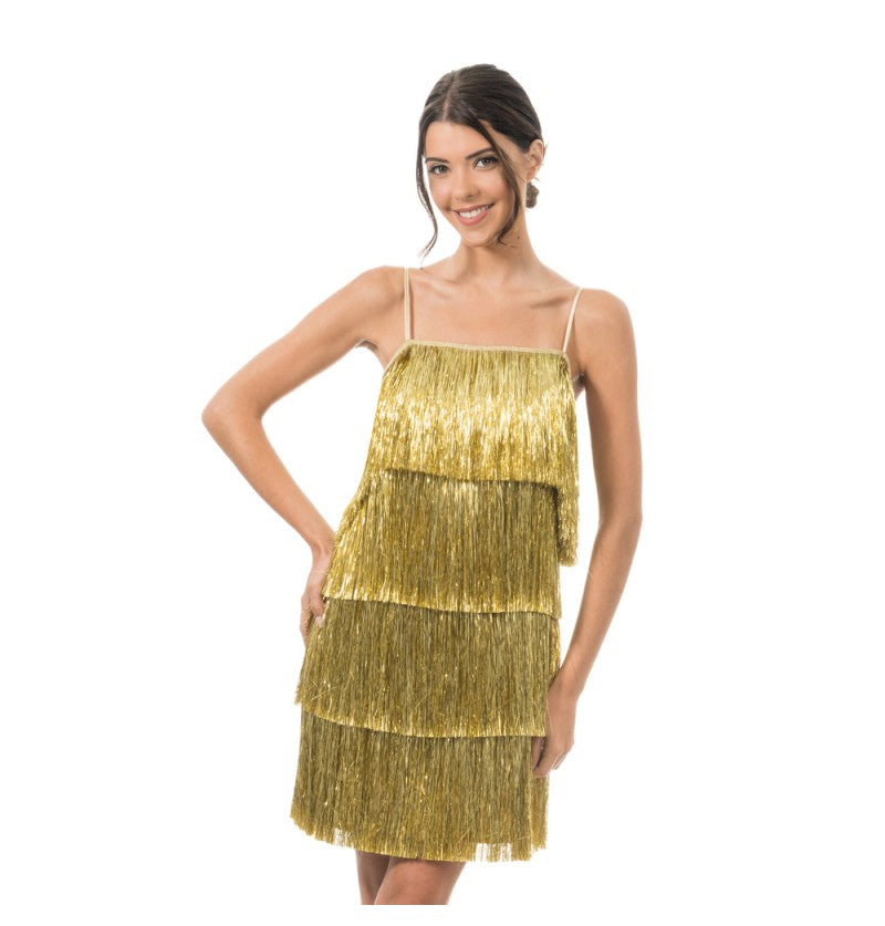 Robe charleston argent scintillante à franges – soirée Gatsby & années 20