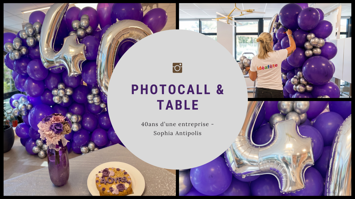 40 ans d'une entreprise tech à Sophia Antipolis : notre mur de ballons violet & argent