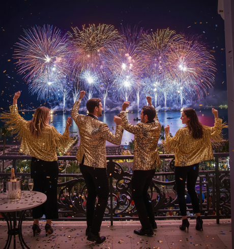 Image nouvel an, costume paillettes et sequin
