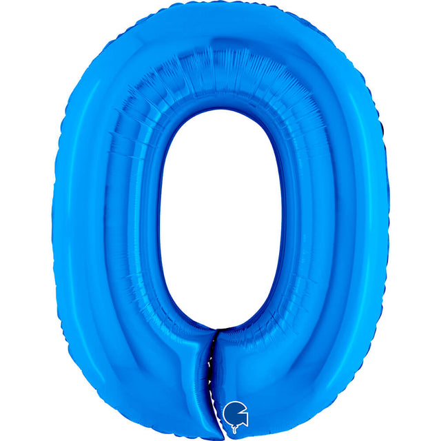 Ballon chiffre 0 bleu pour anniversaire ou décoration de fête, idéal pour location événementielle